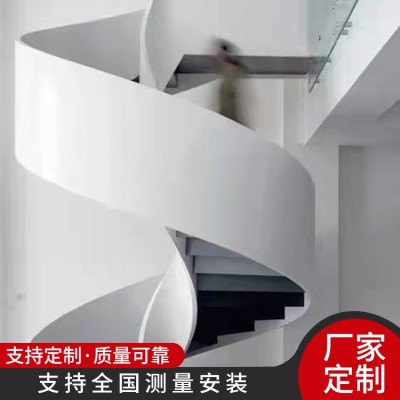 钢木梯 喷涂式白色复式旋转楼梯 梯